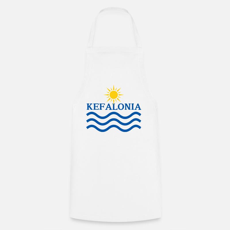 Kefalonia Sun Waves - Cooking Apron - white