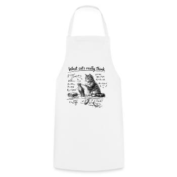 Cat, Physics, What cats really think - Cooking Apron - white - Front - AI Model Male 185 dark (185cm)