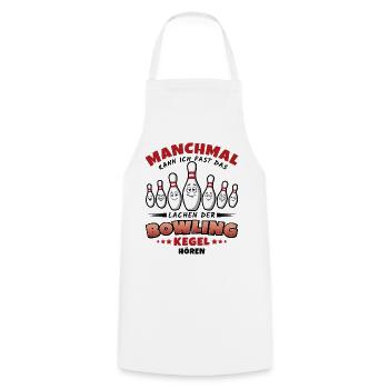 Bowling Lustiger Spruch – Lachende Kegel - Kochschürze - Weiß - Vorne - AI Model Male 185 dark (185cm)