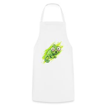 Neon Chamäleon Spritzer - Kochschürze - Weiß - Vorne - AI Model Male 185 dark (185cm)