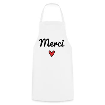 MERCI. THANKS. THANK YOU. ANNIVERSAIRE. NAISSANCE. - Tablier de cuisine - blanc - Devant - AI Model Male 185 dark (185cm)
