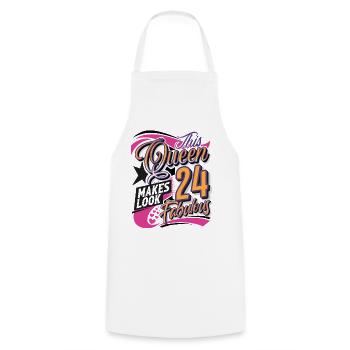 24th Birthday Queen - Cooking Apron - white - Front - AI Model Male 185 dark (185cm)