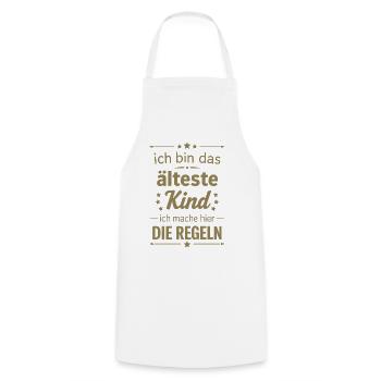 I'm the oldest kid make the rules here Fam - Cooking Apron - white - Front - AI Model Male 185 dark (185cm)
