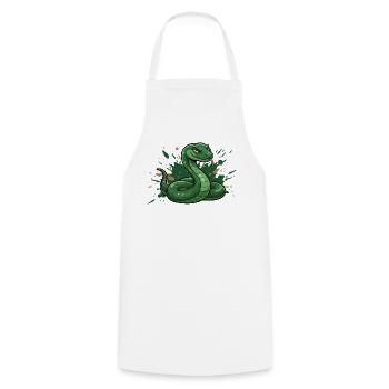 Serpent de dessin animé vert avec éclaboussures - Tablier de cuisine - blanc - Devant - AI Model Male 185 dark (185cm)