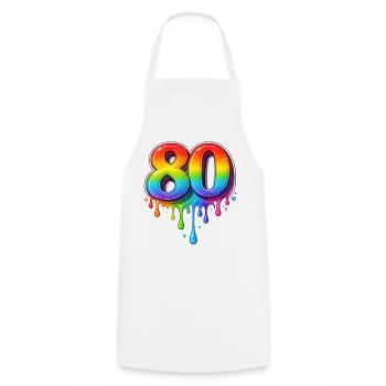 80 Rainbow Retro Number - Tablier de cuisine - blanc - Devant - AI Model Male 185 dark (185cm)