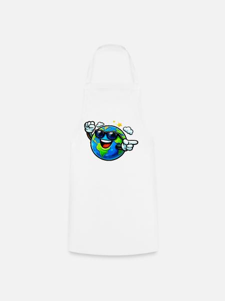 Sonnige Erde mit Sonnenbrille - Kochschürze - Weiß