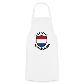 Bouclier d’Utrecht Drapeau des Pays-Bas - Tablier de cuisine - blanc - Devant - AI Model Male 185 dark (185cm)