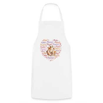Cœur de Maman de Chèvre – Chèvre cadeau pour la fête des mères - Tablier de cuisine - blanc - Devant - AI Model Male 185 dark (185cm)