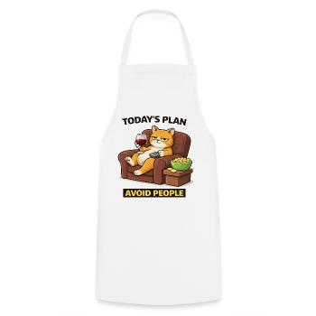 Today's Plan Avoid People Cat - Cooking Apron - white - Front - AI Model Male 185 dark (185cm)