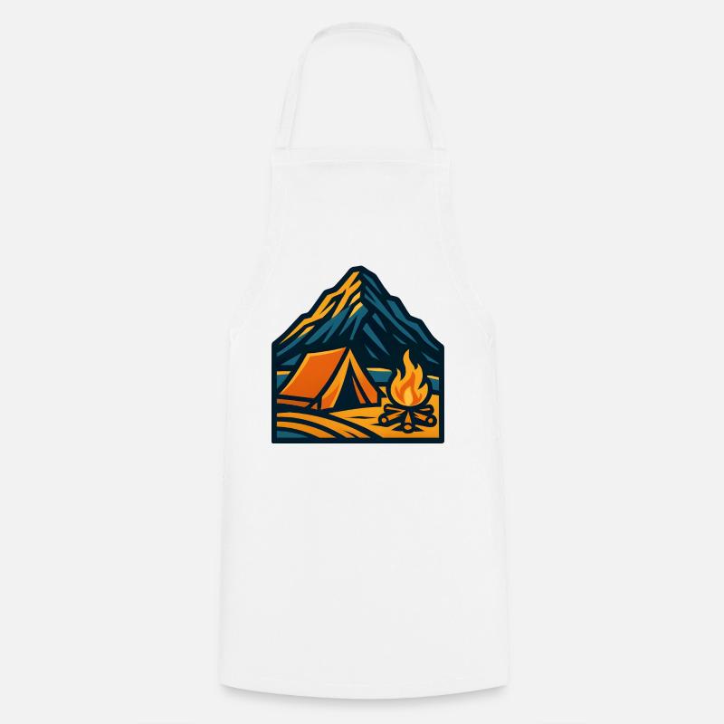 Mountain tent at the campfire - Cooking Apron - white