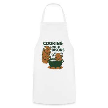 Cooking with Bisons - Cooking Apron - white - Front - AI Model Male 185 dark (185cm)