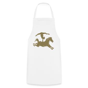 Minimalist Horse Riding Silhouette Vaulting - Cooking Apron - white - Front - AI Model Male 185 dark (185cm)