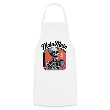 Moin Moin Kaffeetrinkendes Skelett - Kochschürze - Weiß - Vorne - AI Model Male 185 dark (185cm)