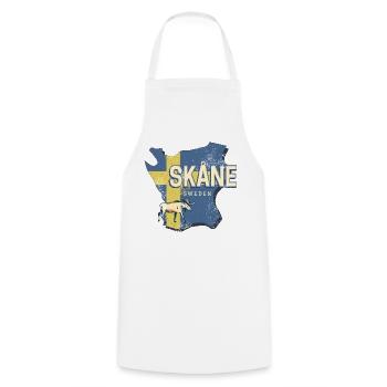 Skane Sweden Province Map Vintage Souvenir - Cooking Apron - white - Front - AI Model Male 185 dark (185cm)