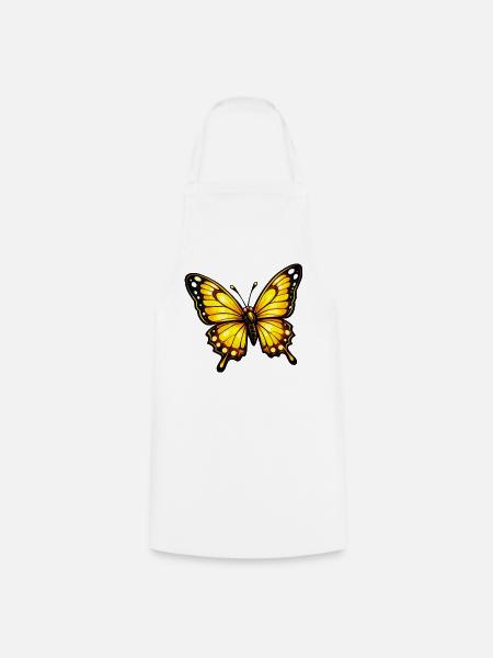 Gelborange Schmetterling Muster - Kochschürze - Weiß