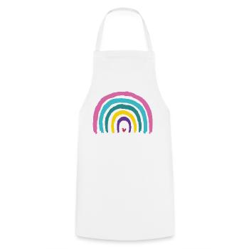Rainbow with heart colors of the 90s - Cooking Apron - white - Front - AI Model Male 185 dark (185cm)