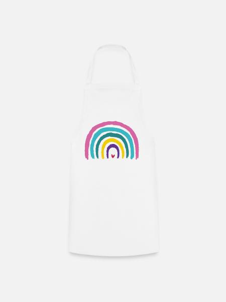 Regenbogen mit Herz Farben der 90er  - Kochschürze - Weiß