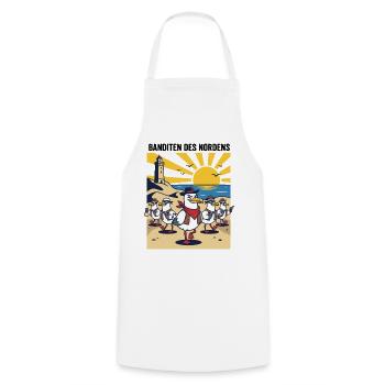 Banditen des Nordens Möwen Fischbrötchen Diebe - Kochschürze - Weiß - Vorne - AI Model Male 185 dark (185cm)