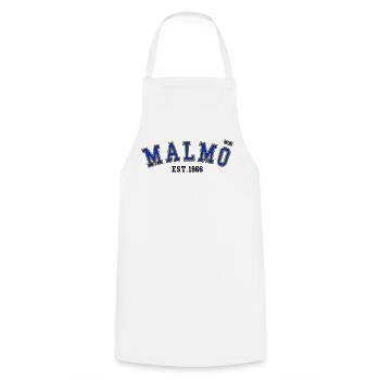 Malmö Est. 1966 - Cooking Apron - white - Front - AI Model Male 185 dark (185cm)