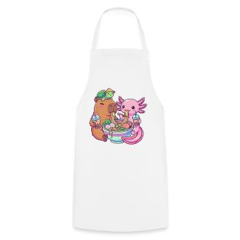 Kawaii Ramen Boba Freunde Capybara Axolotl Schildkröte - Kochschürze - Weiß - Vorne - AI Model Male 185 dark (185cm)