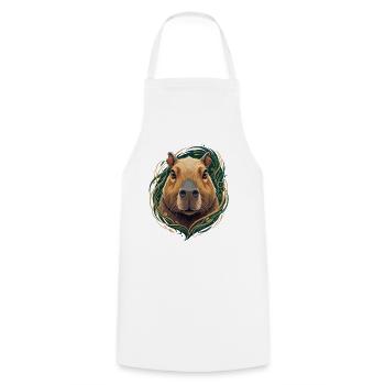 Capybara in an ornamental frame - Cooking Apron - white - Front - AI Model Male 185 dark (185cm)