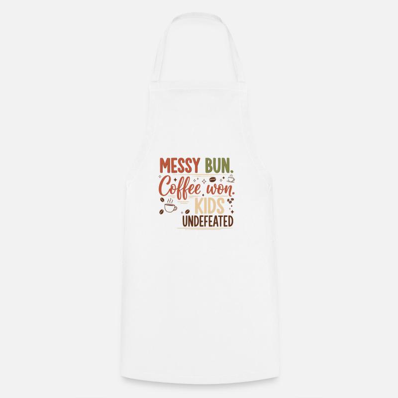 Messy Bun, Coffee Won - Cooking Apron - white