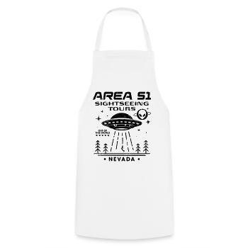 Area 51 Besichtigungstouren - Kochschürze - Weiß - Vorne - AI Model Male 185 dark (185cm)