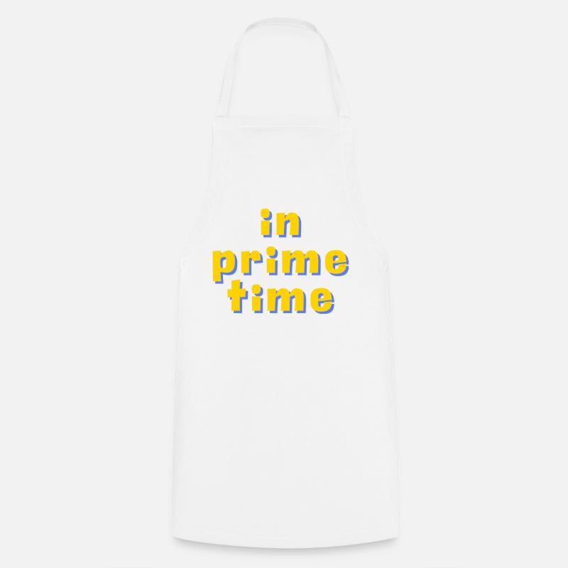 In Prime Time Retro 3D Typography - Cooking Apron - white
