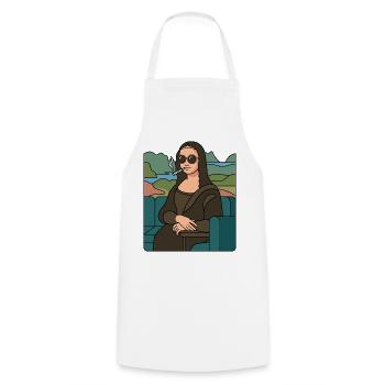 Mona Lisa cool with sunglasses smoking weed - Cooking Apron - white - Front - AI Model Male 185 dark (185cm)