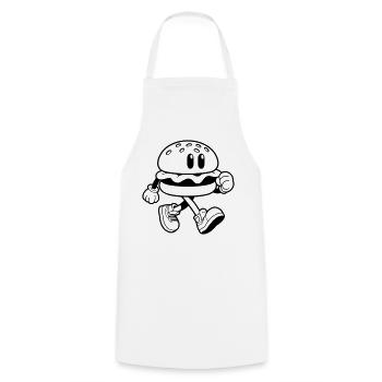 Lustiger Burger läuft Cartoon Fast Food - Kochschürze - Weiß - Vorne - AI Model Male 185 dark (185cm)