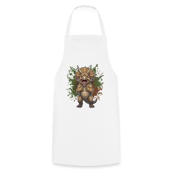 Cartoon-Triceratops mit Farbspritzern - Kochschürze - Weiß - Vorne - AI Model Male 185 dark (185cm)