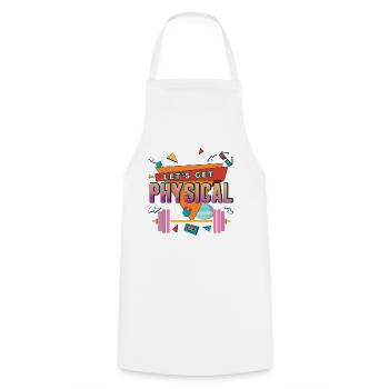 Lets Get Physical Fitness Retro 80s Gym Workout - Cooking Apron - white - Front - AI Model Male 185 dark (185cm)