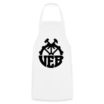 VEB Logo - Abzeichen der DDR (Farbe änderbar) - Kochschürze - Weiß - Vorne - AI Model Male 185 dark (185cm)