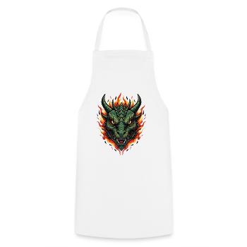Flammen Drachenkopf Feuerillustration - Kochschürze - Weiß - Vorne - AI Model Male 185 dark (185cm)
