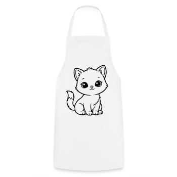 Cute Baby Cat – Black & White Kitten - Kochschürze - Weiß - Vorne - AI Model Male 185 dark (185cm)