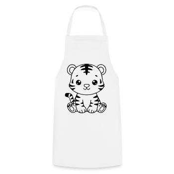 Cute Baby Tiger – Black & White Cub - Cooking Apron - white - Front - AI Model Male 185 dark (185cm)
