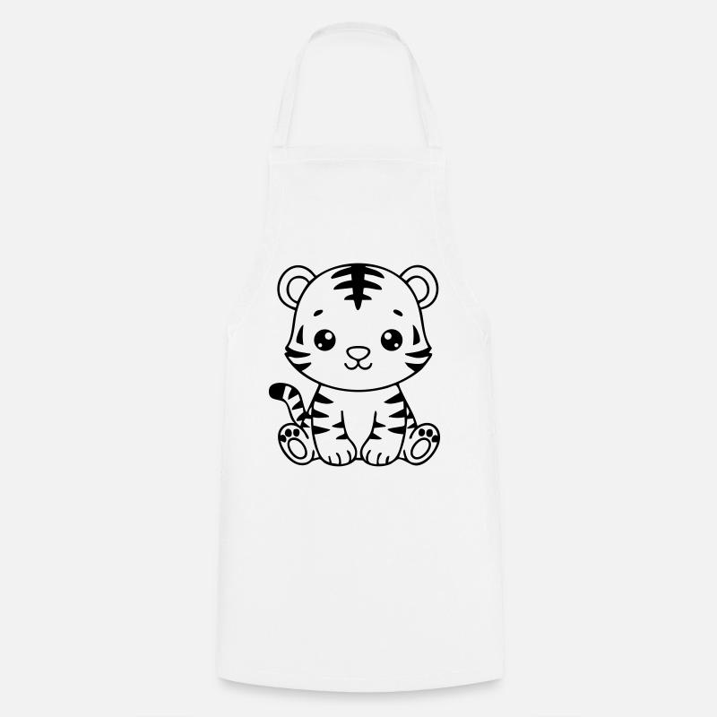 Cute Baby Tiger – Black & White Cub - Cooking Apron - white