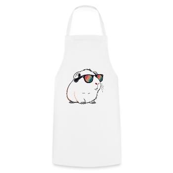 Meerkaninchen mit Retro-Sonnenbrille - Kochschürze - Weiß - Vorne - AI Model Male 185 dark (185cm)