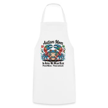 Autismus Mama T-Shirt – In April We Wear Blue - Kochschürze - Weiß - Vorne - AI Model Male 185 dark (185cm)