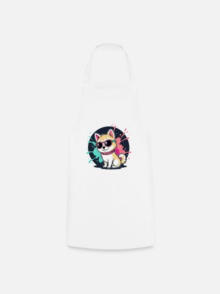 Kawaii Welpen-Sonne und Brille - Kochschürze - Weiß