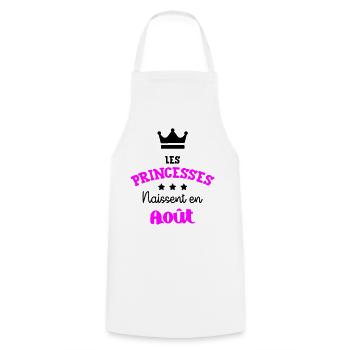 Princesse née en Août Joli Cadeau Anniversaire - Tablier de cuisine - blanc - Devant - AI Model Male 185 dark (185cm)