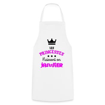 Princesse née en Janvier Joli Cadeau Anniversaire - Tablier de cuisine - blanc - Devant - AI Model Male 185 dark (185cm)