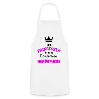 Princesse née Septembre Beau Cadeau Anniversaire - Tablier de cuisine - blanc - Devant - AI Model Male 185 dark (185cm)