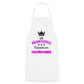 Princesse née Novembre Beau Cadeau Anniversaire - Tablier de cuisine - blanc - Devant - AI Model Male 185 dark (185cm)