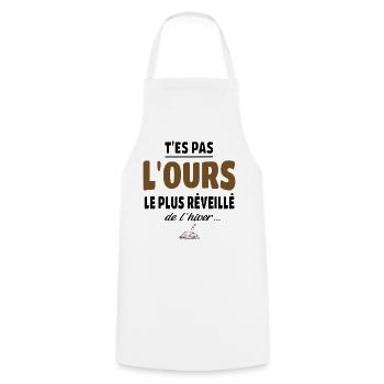 T’es pas l’ours le plus réveillé de l’hiver, vanne - Tablier de cuisine - blanc - Devant - AI Model Male 185 dark (185cm)