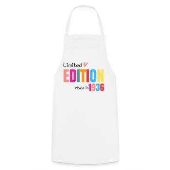 Limited edition Made in 1936 - Cooking Apron - white - Front - AI Model Male 185 dark (185cm)