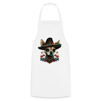 Sugar Skull Dog Sombrero Mexican Cinco De Mayo - Tablier de cuisine - blanc - Devant - AI Model Male 185 dark (185cm)