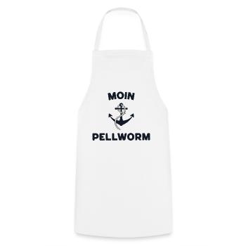 Moin Pellworm – Maritimes Anker-Design - Kochschürze - Weiß - Vorne - AI Model Male 185 dark (185cm)