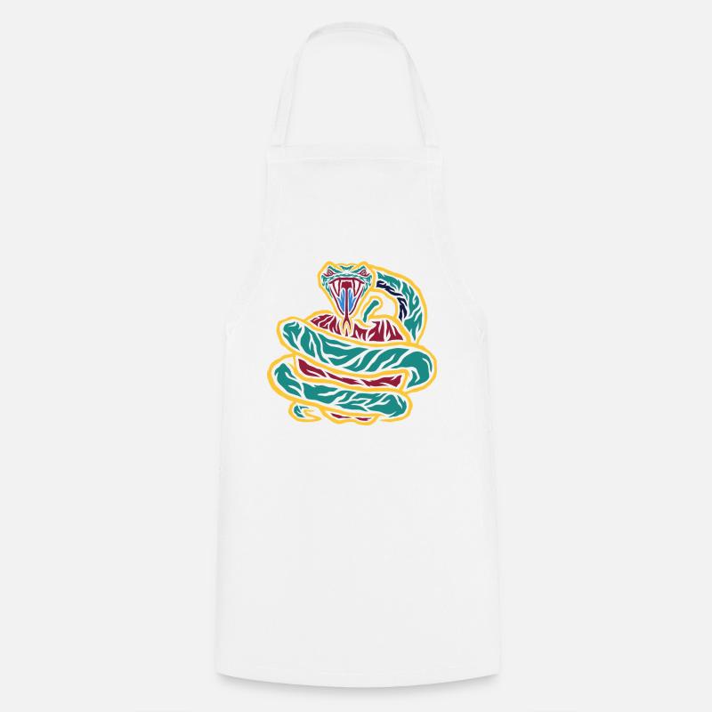 Curled Snake Neon - Cooking Apron - white