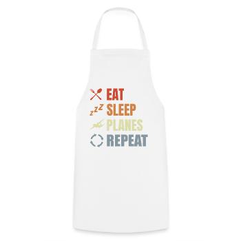 Eat Sleep Planes Repeat - Kochschürze - Weiß - Vorne - AI Model Male 185 dark (185cm)